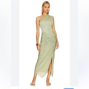 Baobab Collection Miamar Midi Dress Lima Limon One-Shoulder Green Revolve L